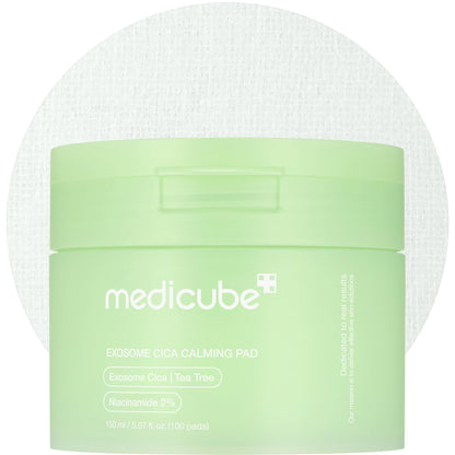 medicube Exosome CICA Tea Tree Calming Toner Pads for Sensitive Skin with Centella Asiatica Help Reduce Redness & breakouts. Low-irritating & Hydrating Daily Care Korean Skincare Vegan (100 Pads)